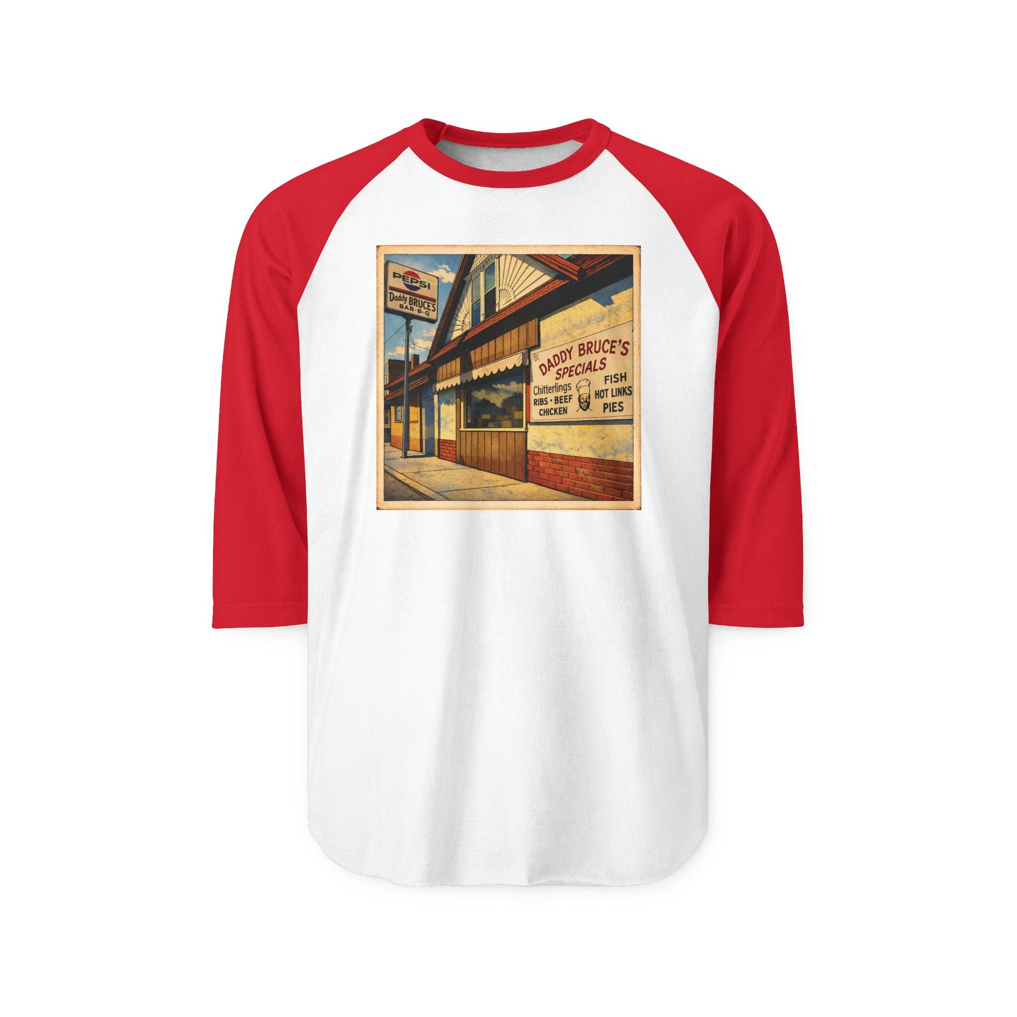 DADDY BRUCE'S BAR B Q | Retro Baseball Tee