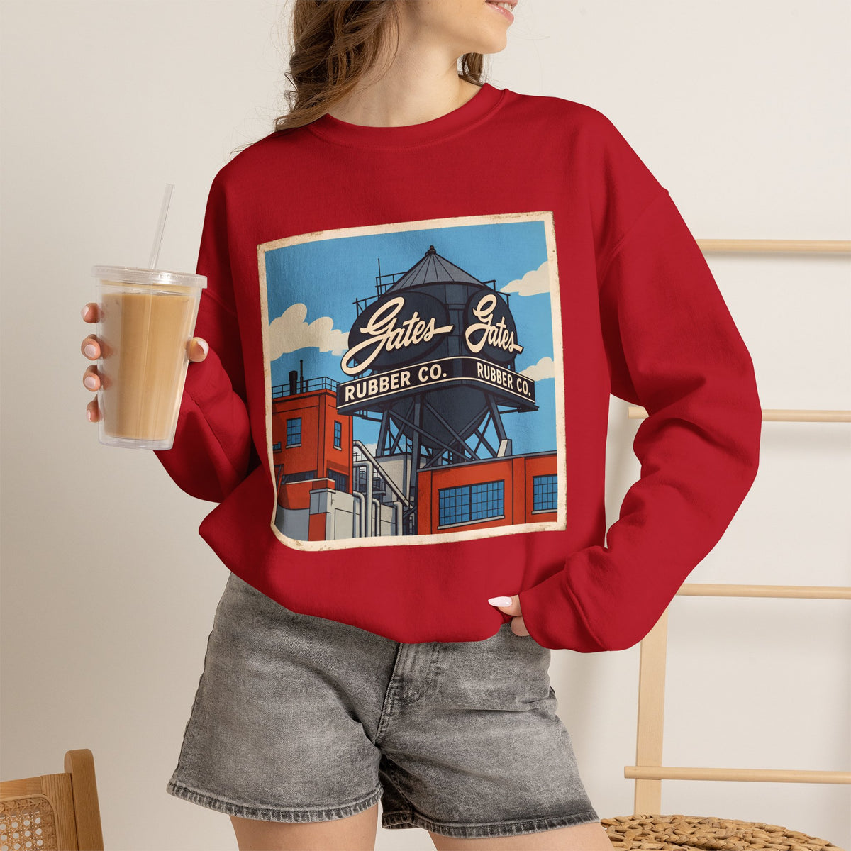 Gate's Rubber Company water tower - cartoon style | Native303 Sweatshirt