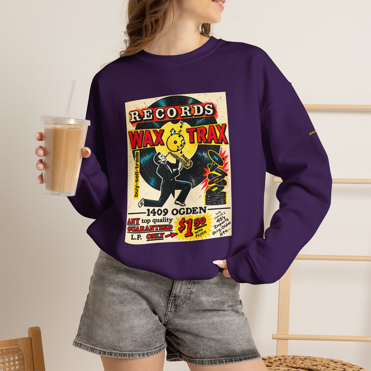 Wax Trax original old school flyer  | Native303 Sweatshirt