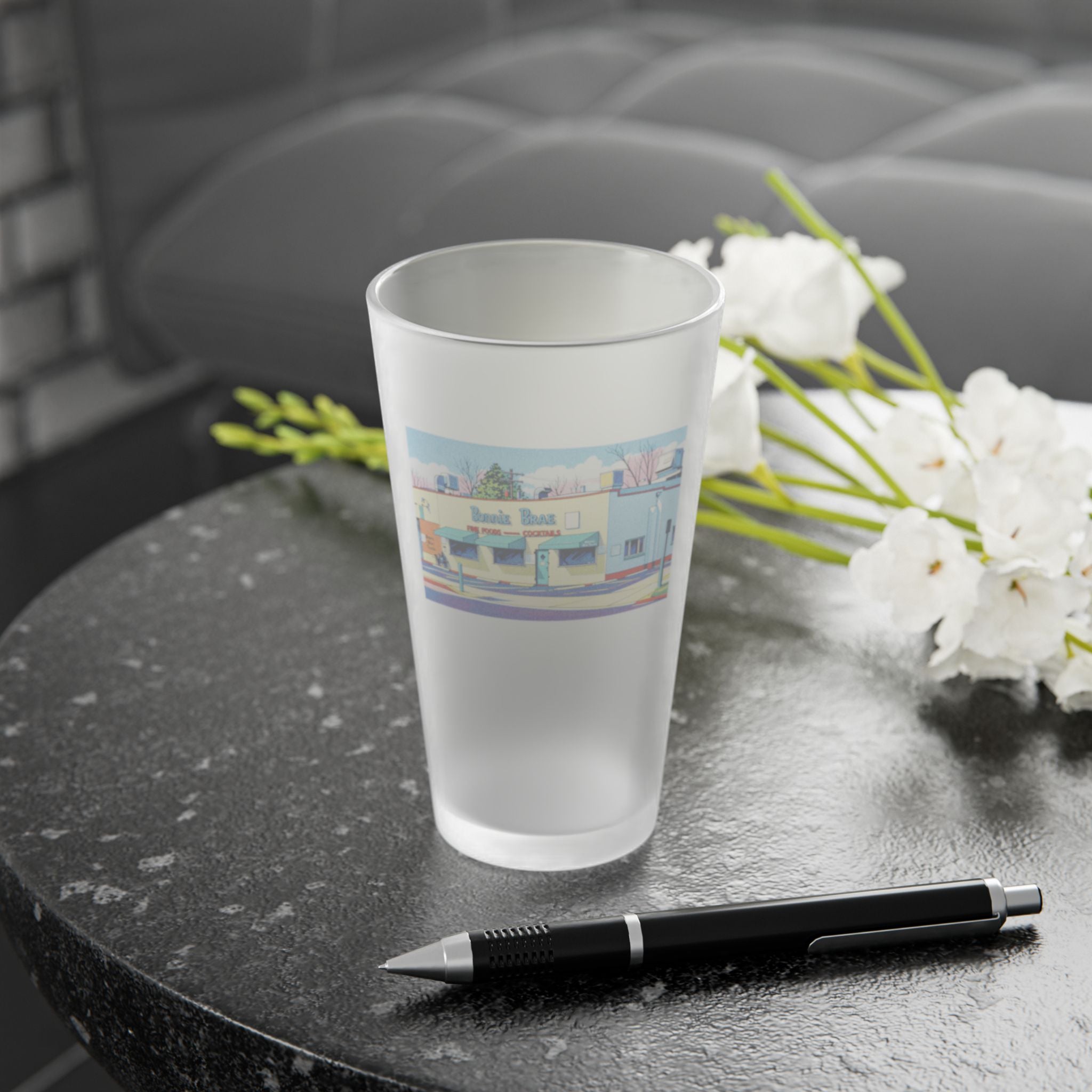 Bonnie Brae Tavern Frosted Pint Glass 16oz