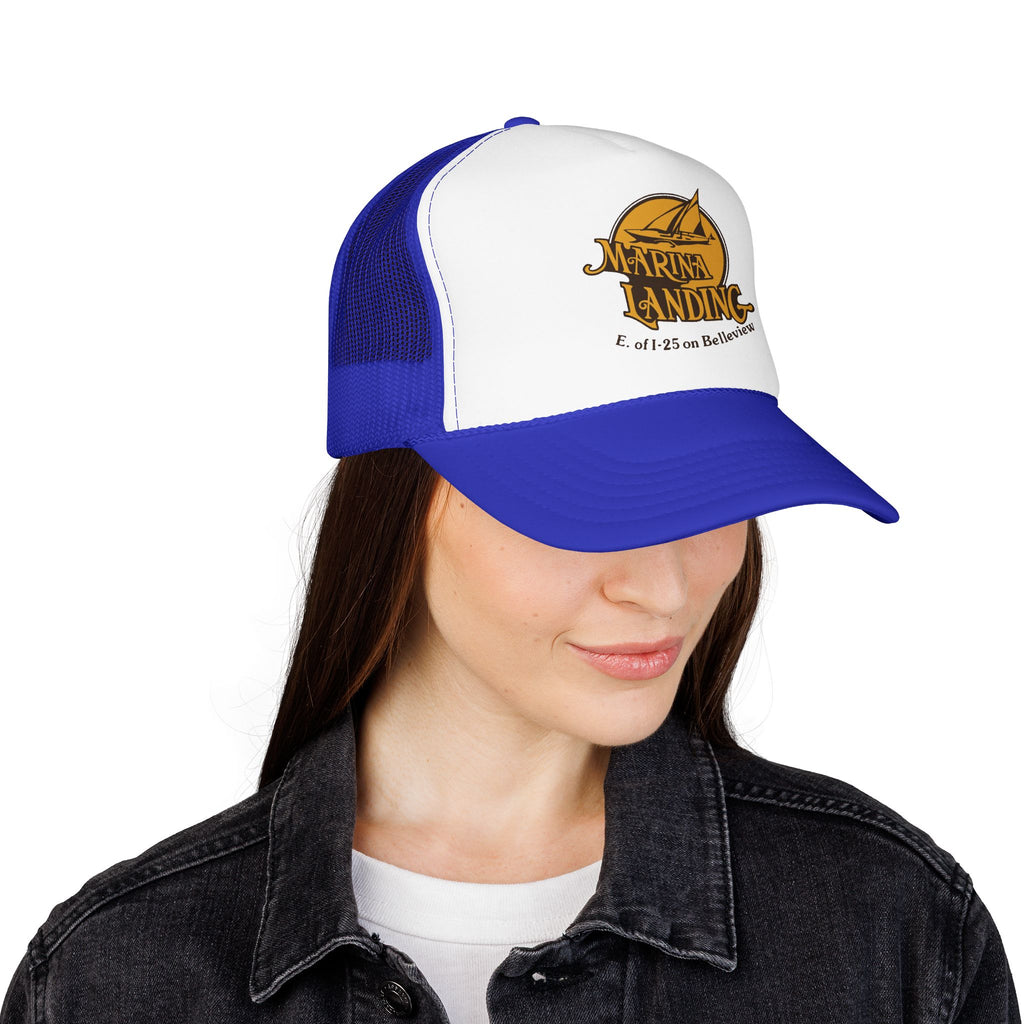 Marina Landing Trucker Hat — Vintage Sailboat Foam Cap
