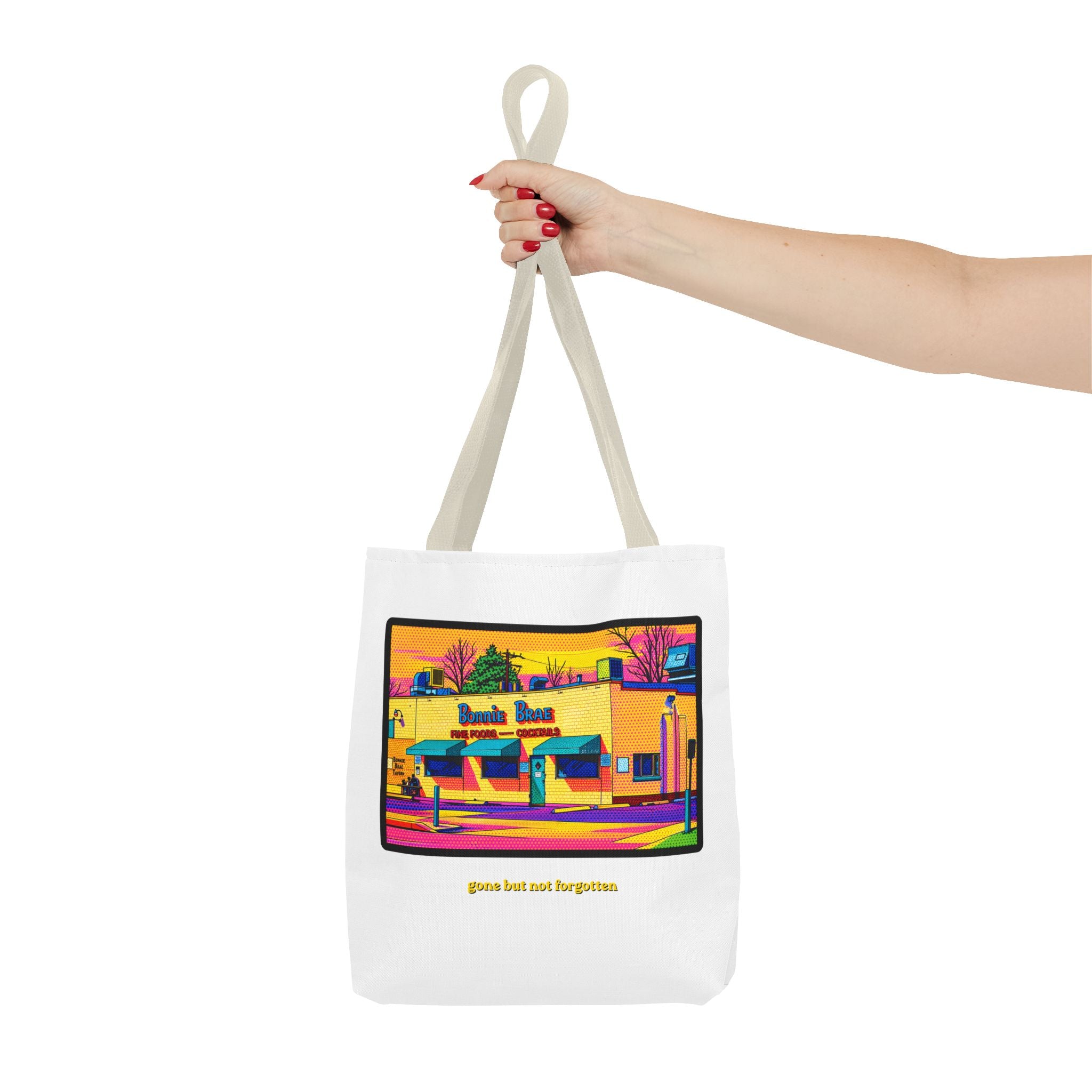 Bonnie Brae Tavern (comic pop style) Tote