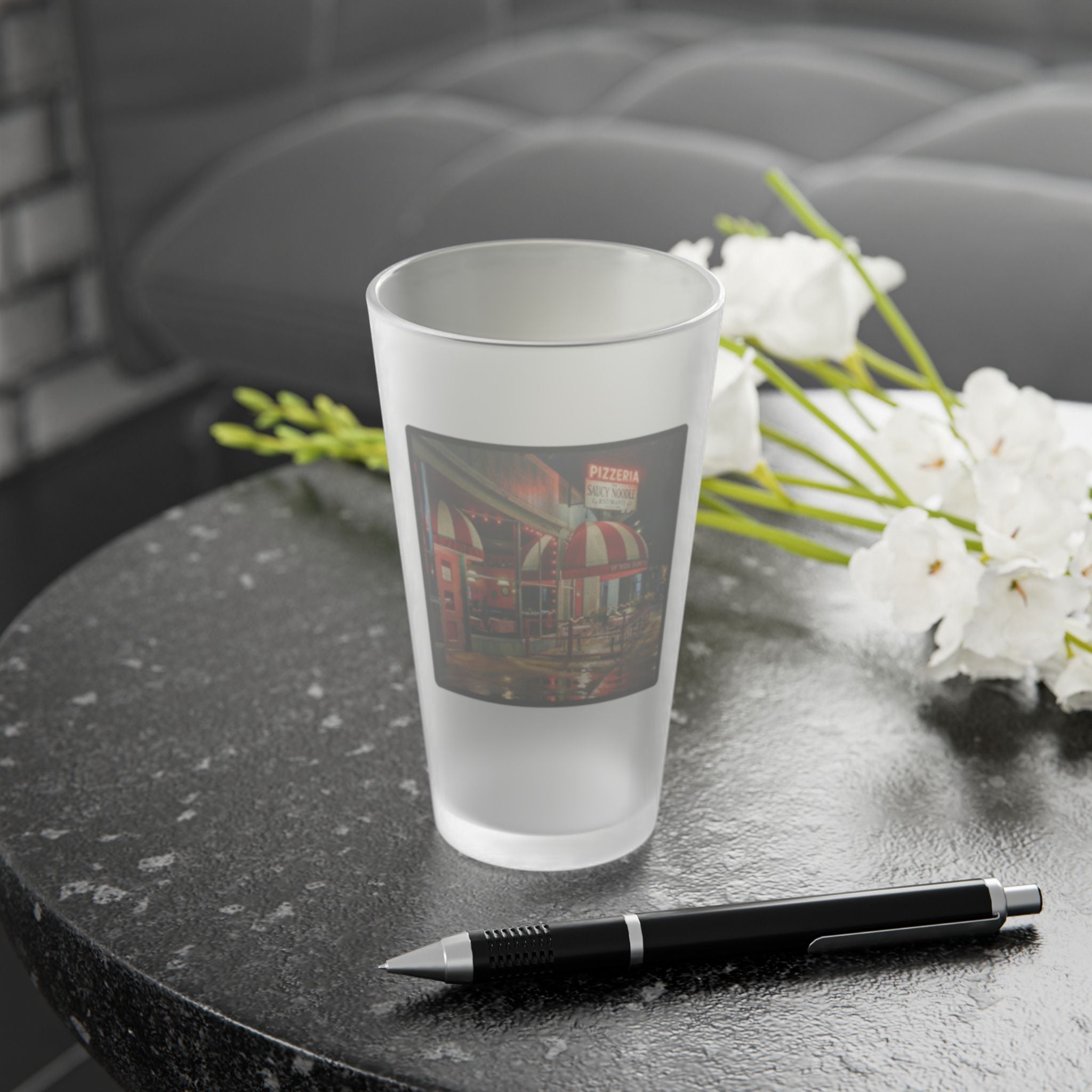 Saucy Noodle - Frosted Pint Glass 16oz