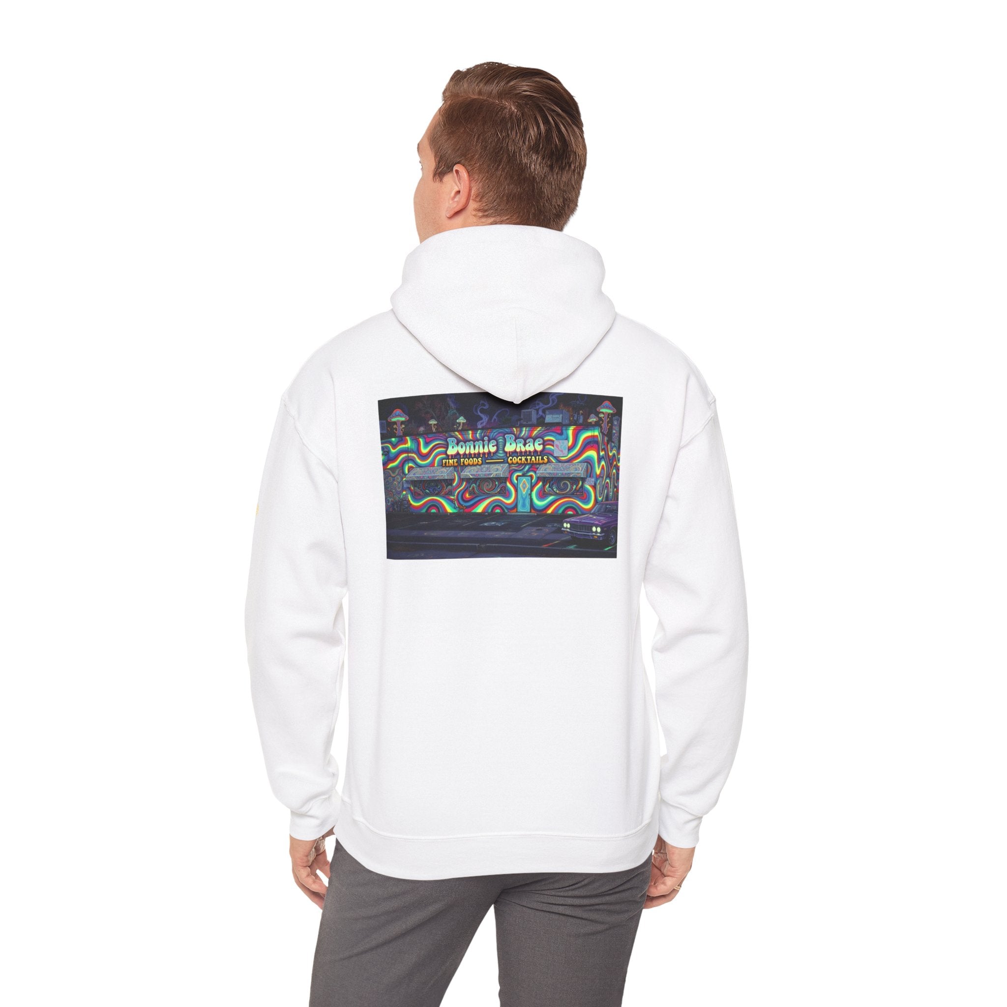 Bonnie Brae Tavern psychedelic nightscene | Unisex Heavy Blend™ Hooded Sweatshirt