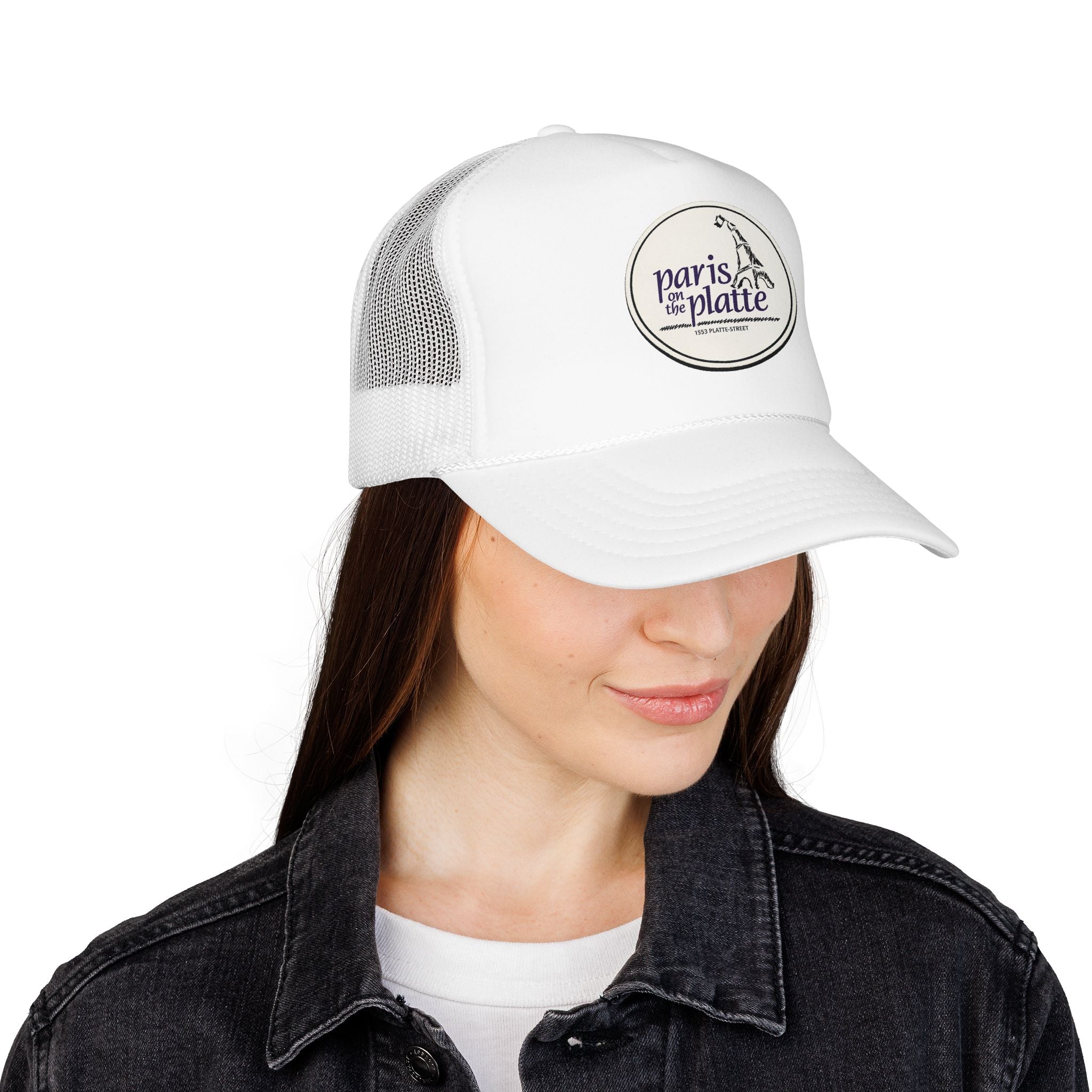 Paris on the Platte Trucker Hat — Vintage Sailboat Foam Cap