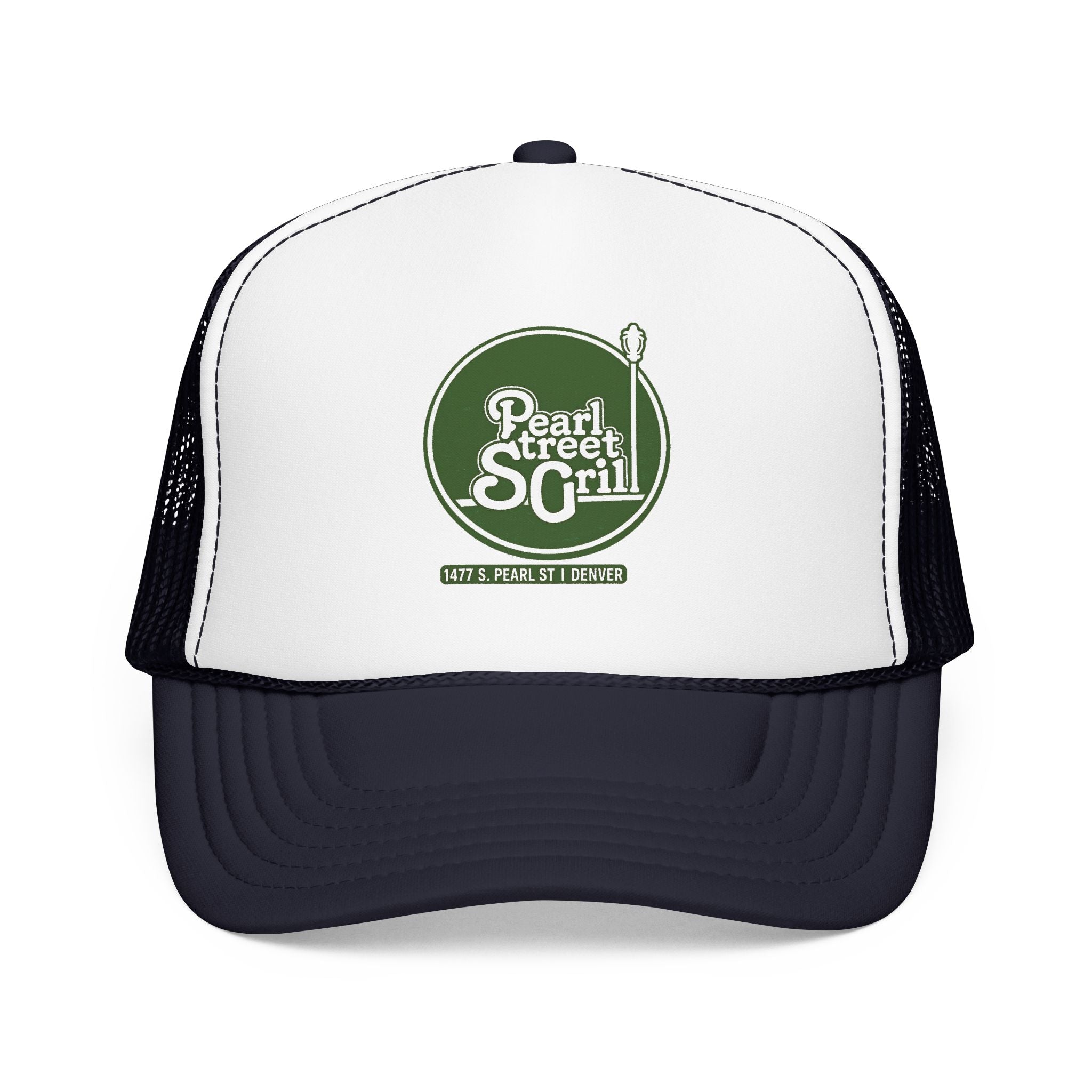 Pearl Street Grill Trucker Hat — Vintage Sailboat Foam Cap