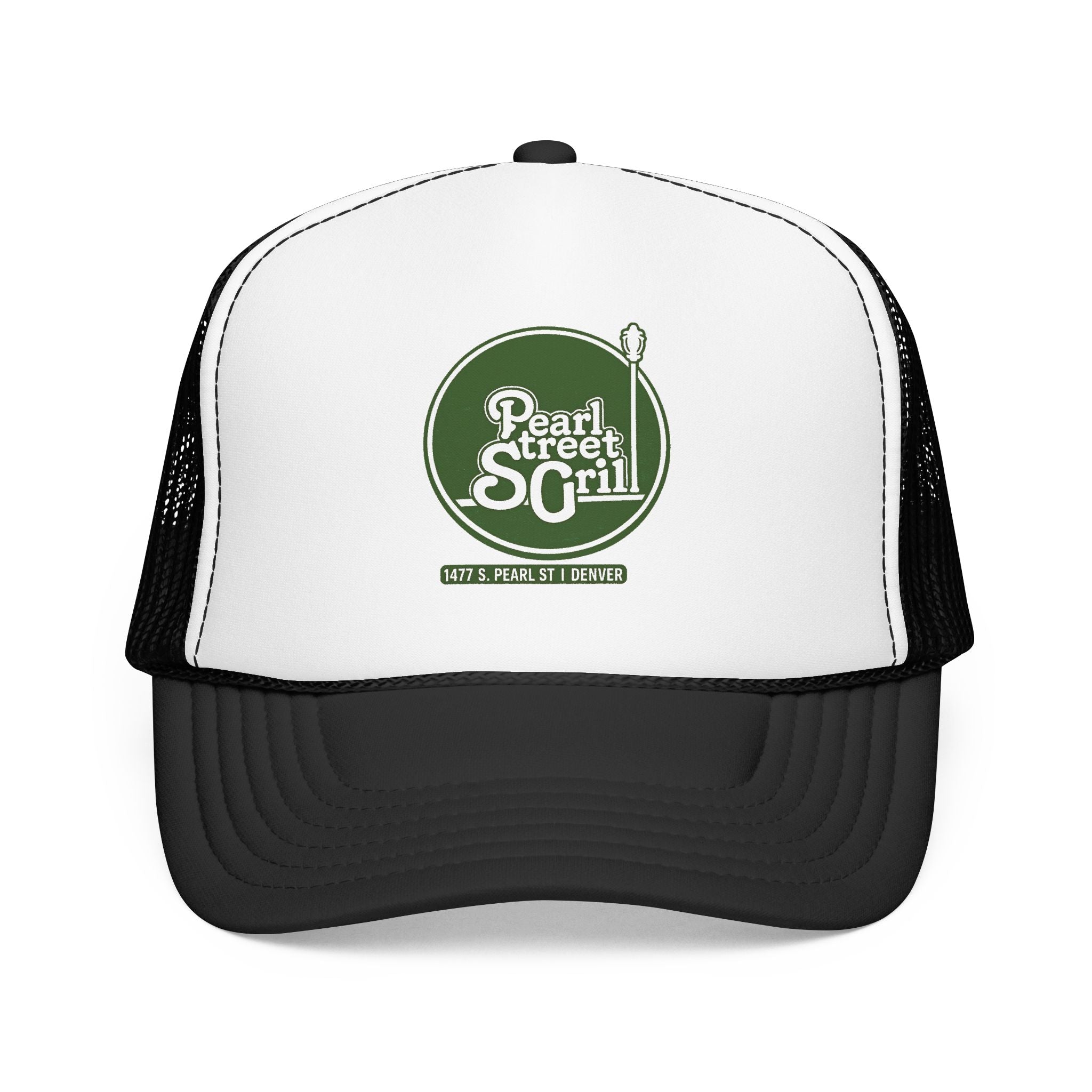 Pearl Street Grill Trucker Hat — Vintage Sailboat Foam Cap
