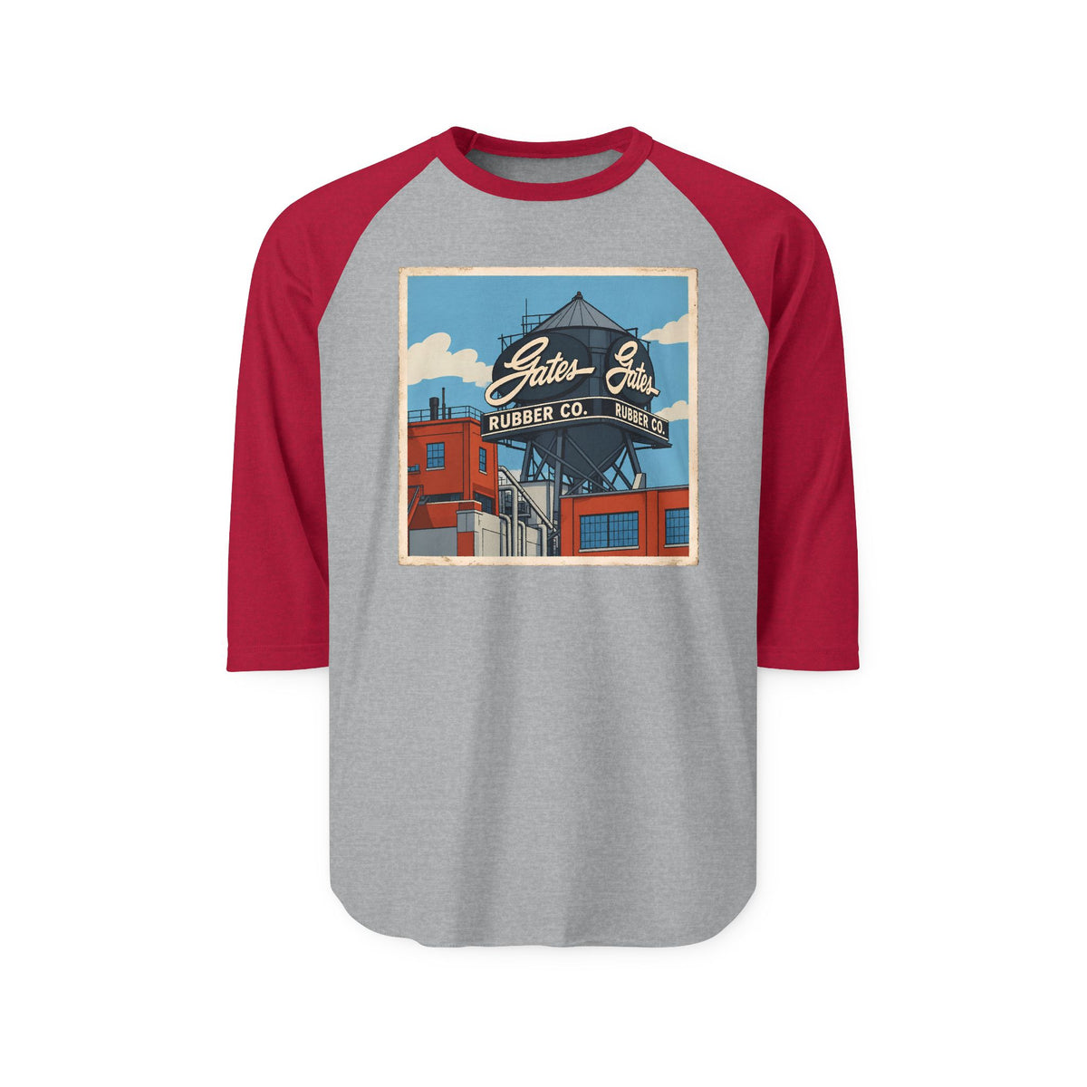 GATES WATER TOWER - cartoon style | Retro Baseball Tee