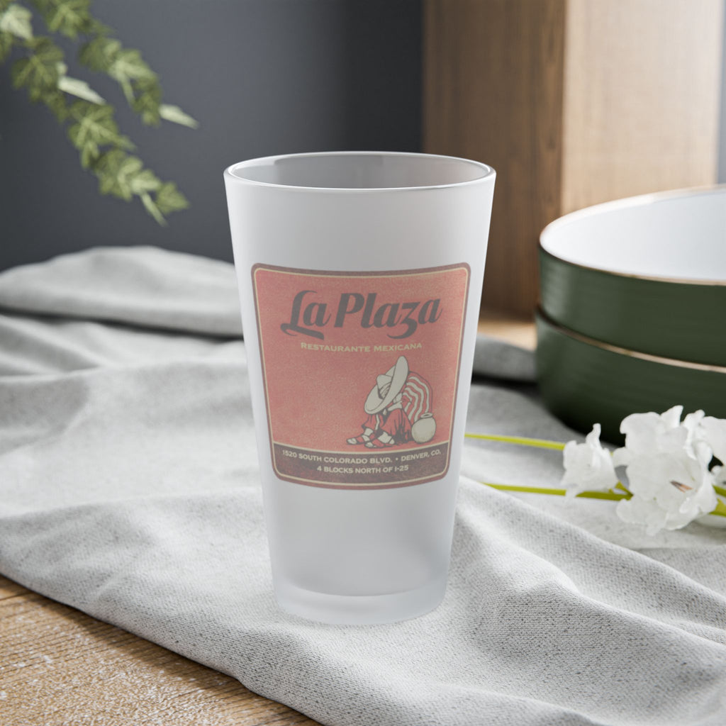 La Plaza Coaster Frosted Pint Glass 16oz