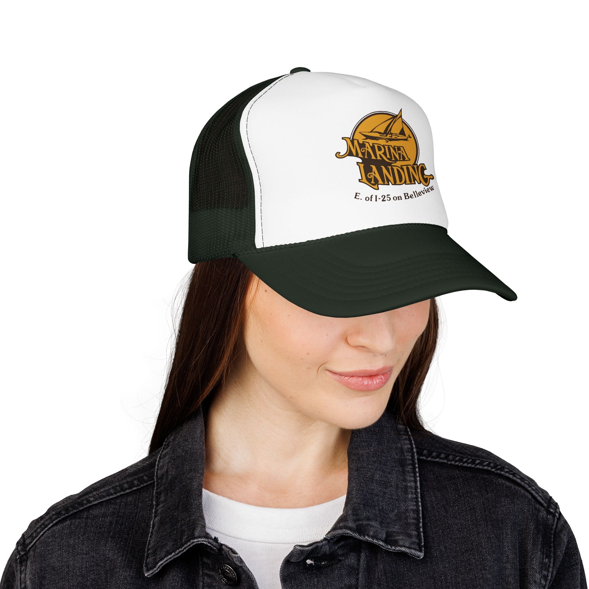 Marina Landing Trucker Hat — Vintage Sailboat Foam Cap