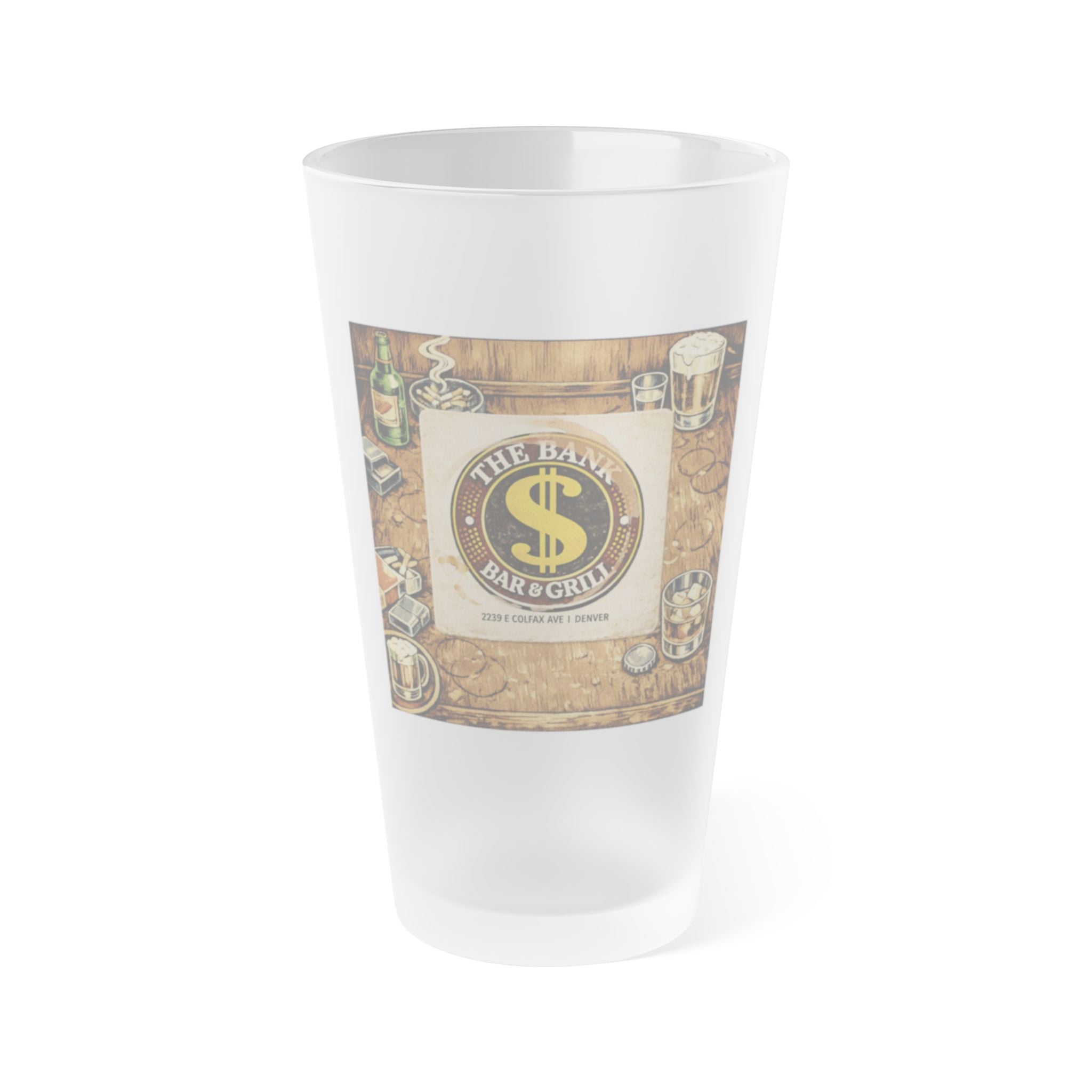 THE BANK | Frosted Pint Glass 16oz