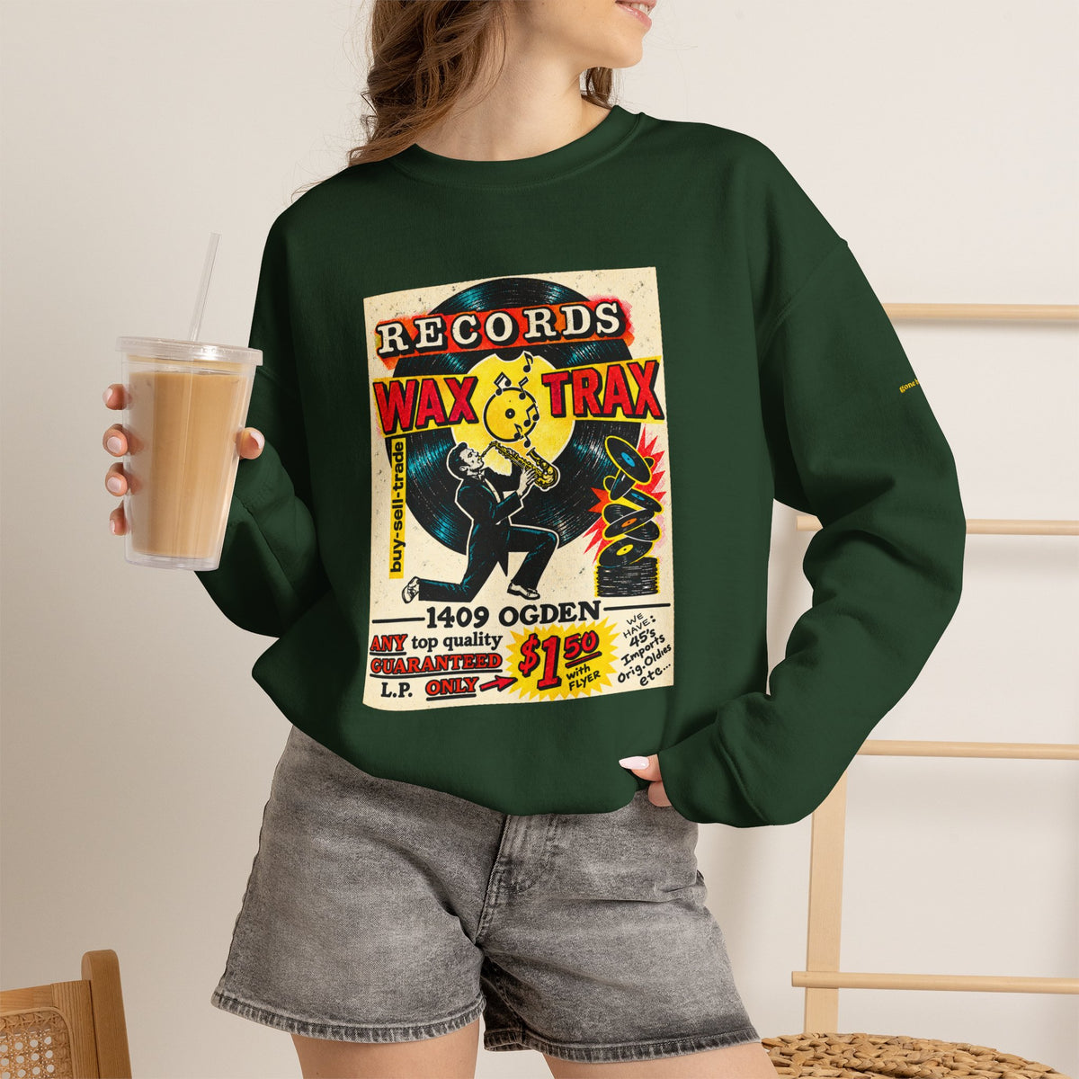Wax Trax original old school flyer  | Native303 Sweatshirt