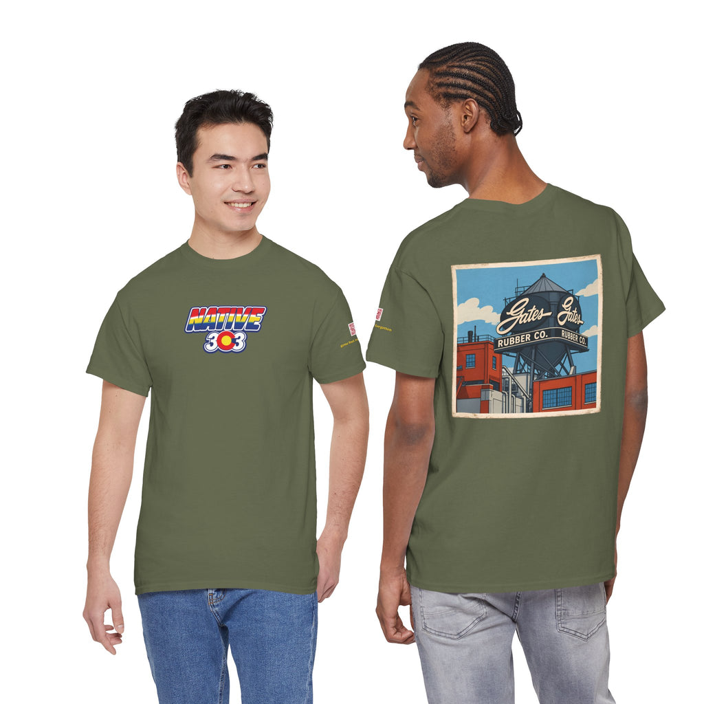 GATES RUBBER WATER TOWER - cartoon style - vintage Denver gear