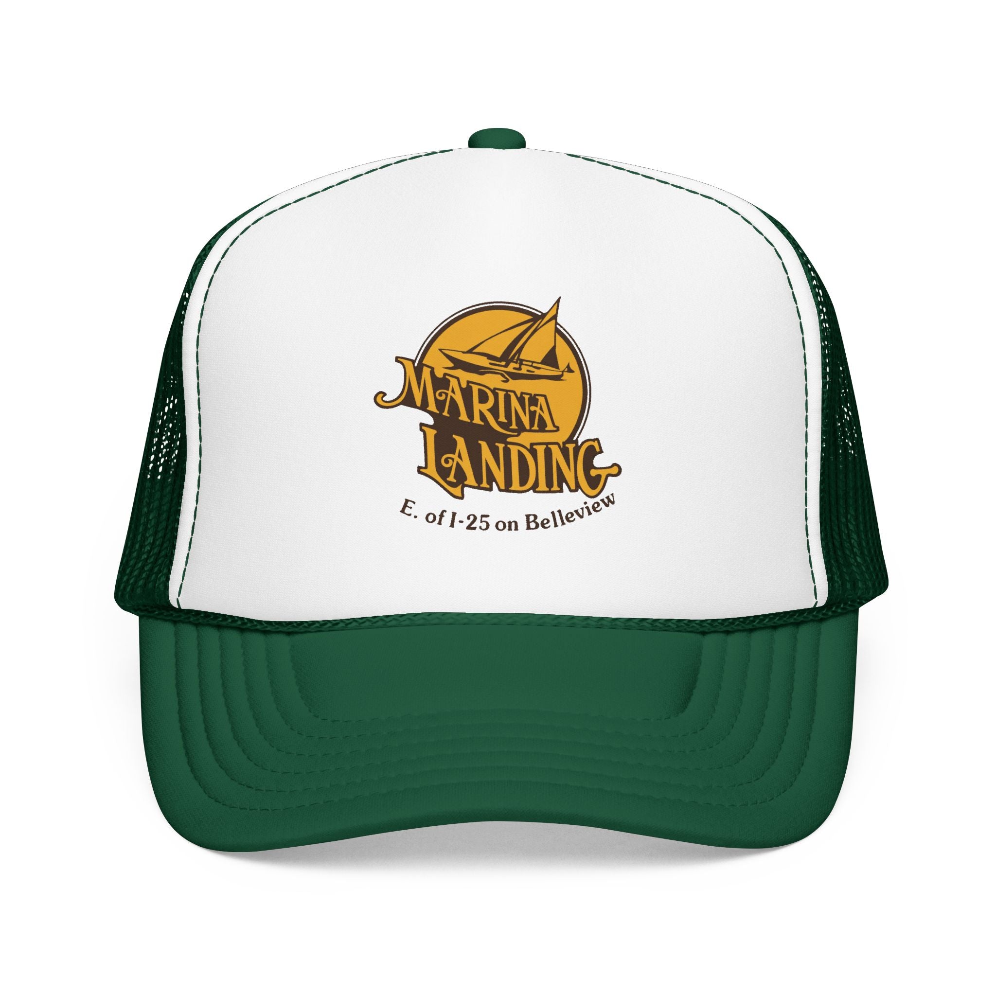 Marina Landing Trucker Hat — Vintage Sailboat Foam Cap